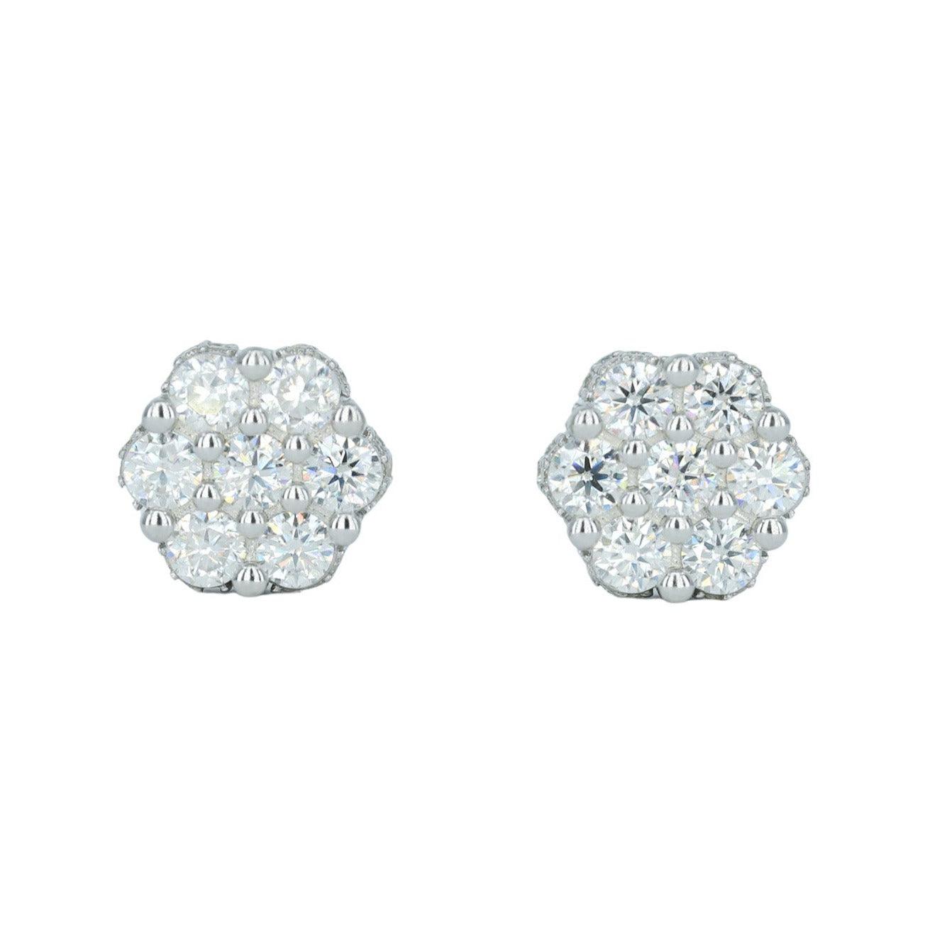 9033: Medium Full Buss Down White Small Flower Earring