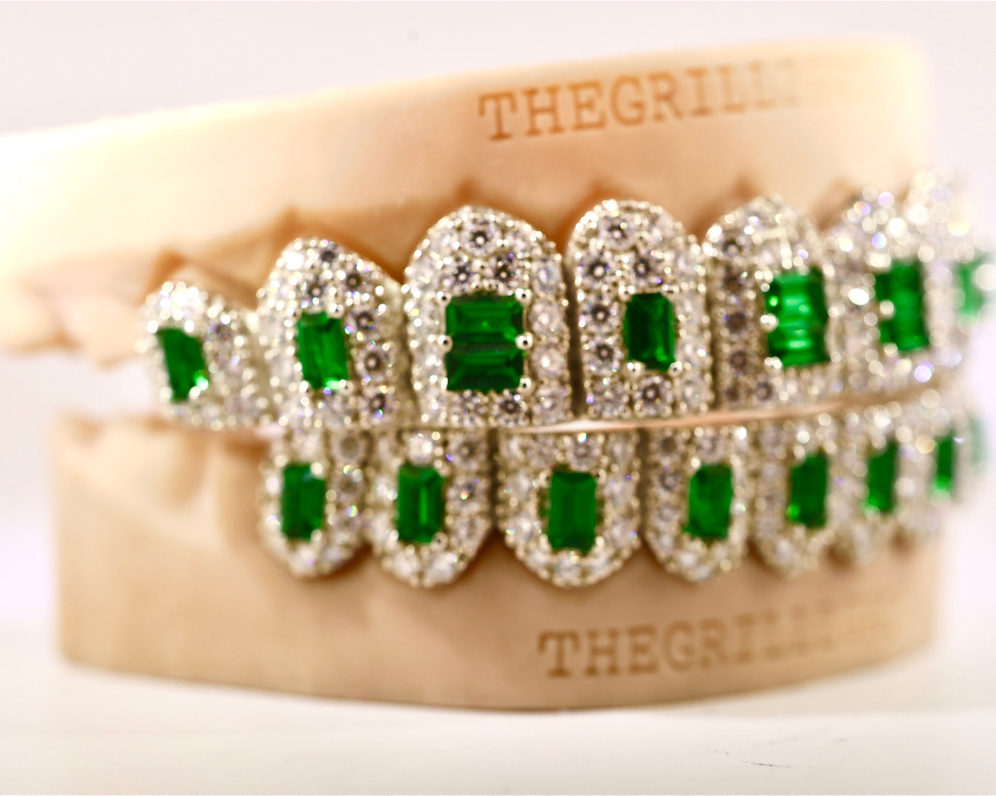 Green Birthstone Emerald VVS Moissanite Diamond Grillz