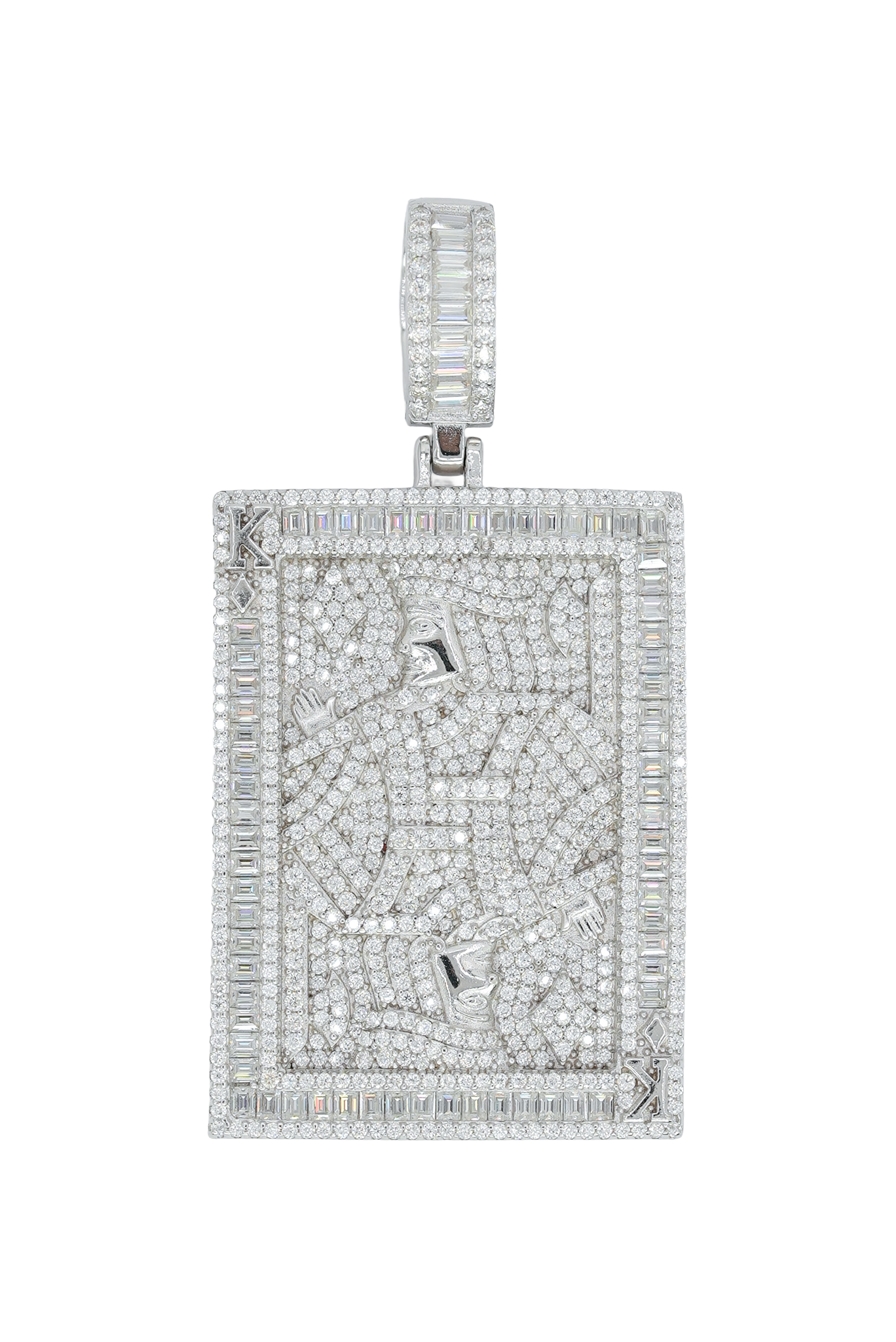 Round And Baguette VVS Moissanite King Of Diamond Pendant