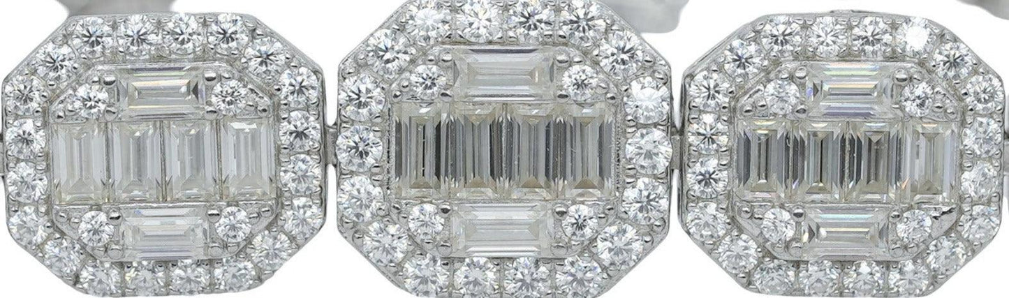 Unisex Round And Baguette VVS Moissanite Diamond Bracelet