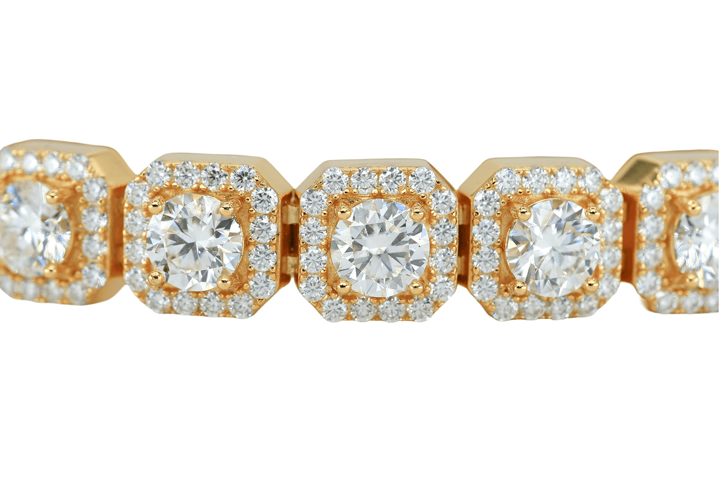 Yellow 10mm Round VVS Moissanite Diamond Square Bracelet