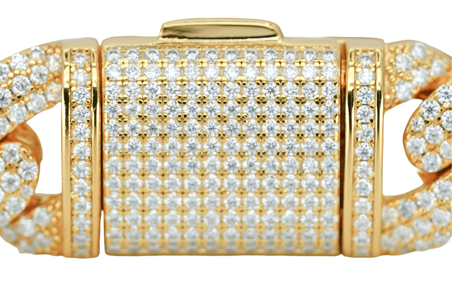 Yellow 14mm Round VVS Moissanite Diamond 3 Row Bubble Cuban Bracelet