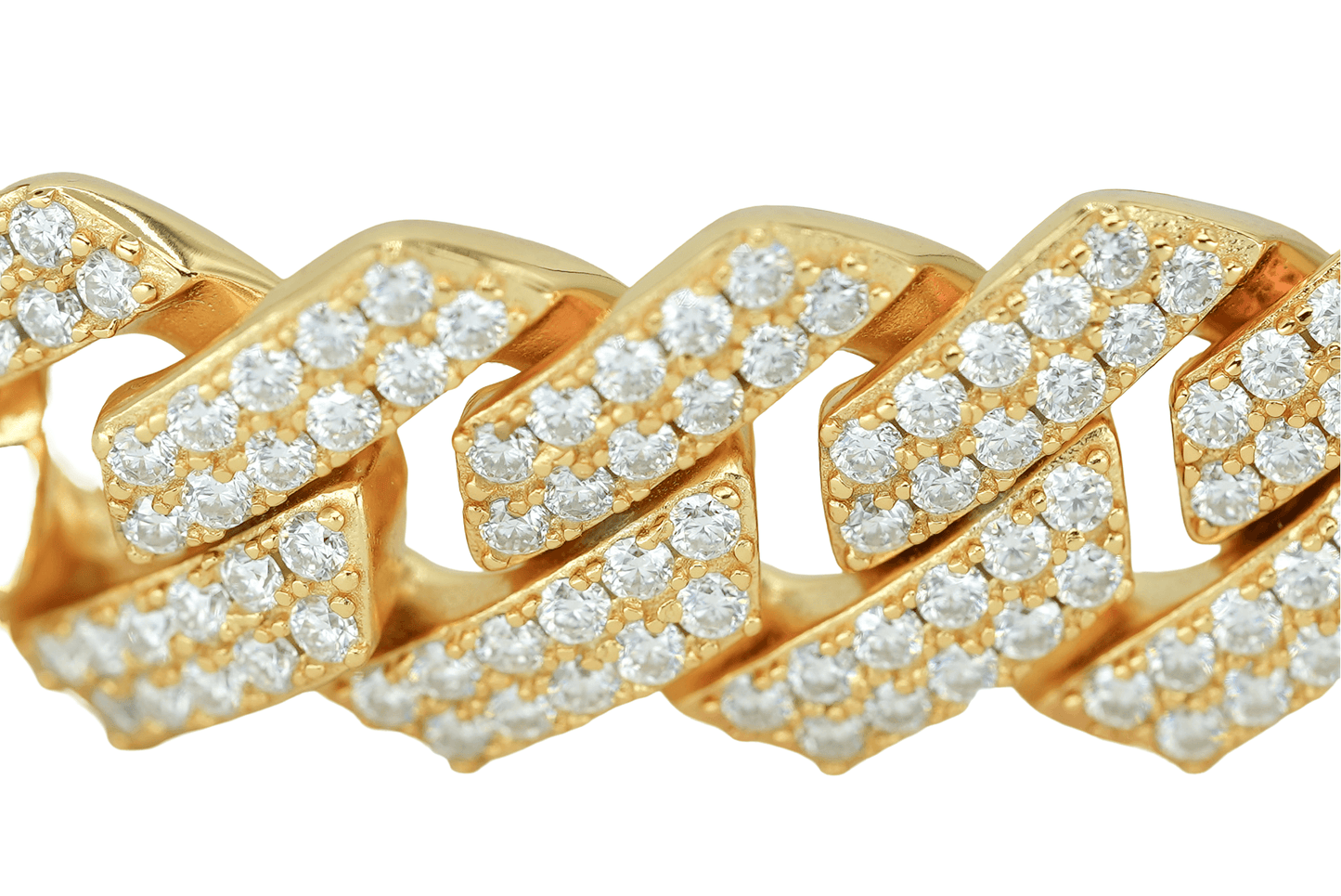 Yellow 14mm Round VVS Moissanite Diamond Sharp Angle Cuban Bracelet