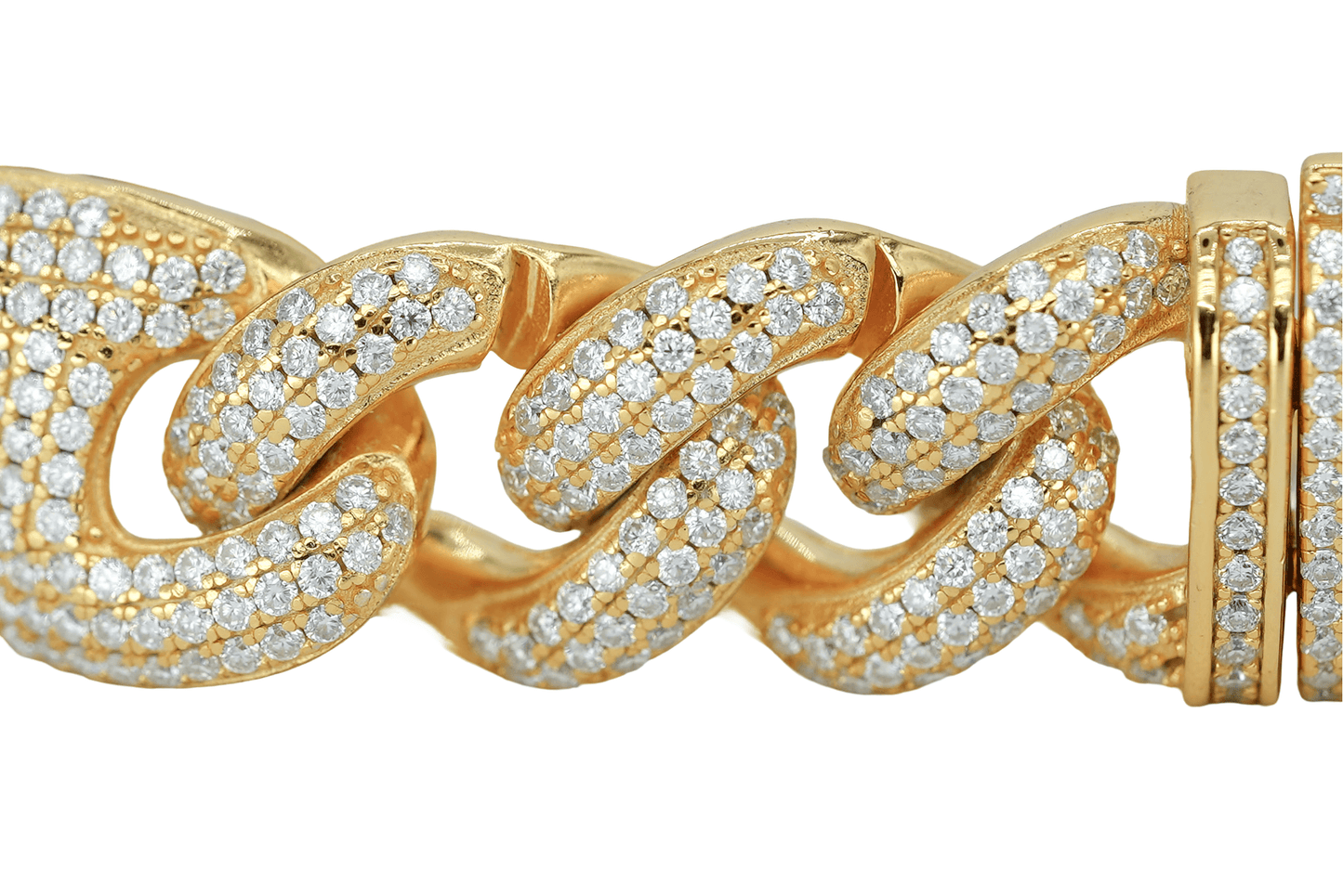 Yellow 15mm Round VVS Moissanite Diamond Pig Snout Style Cuban Bracelet