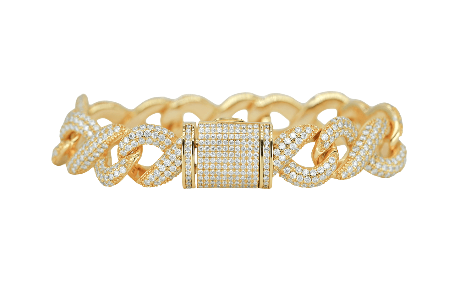 Yellow 16mm Round VVS Moissanite Diamond Infinity Cuban Bracelet
