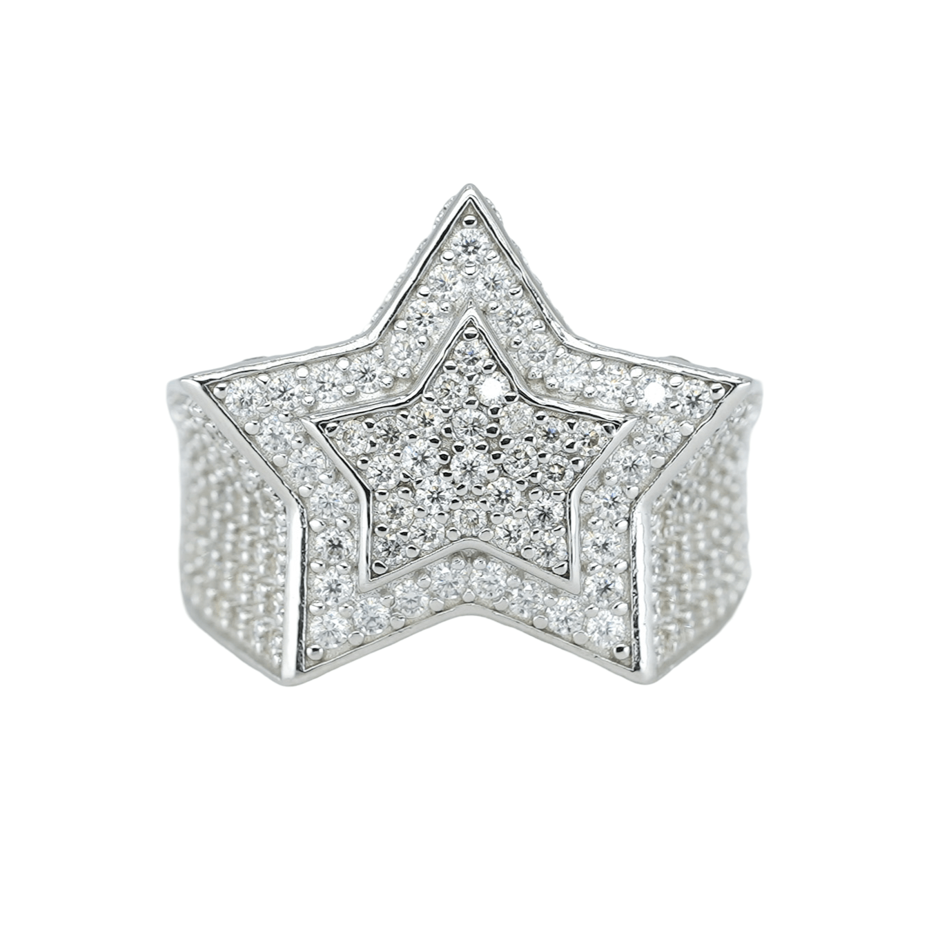 5306: Double Layer Round VVS Moissanite Diamond Star Ring: