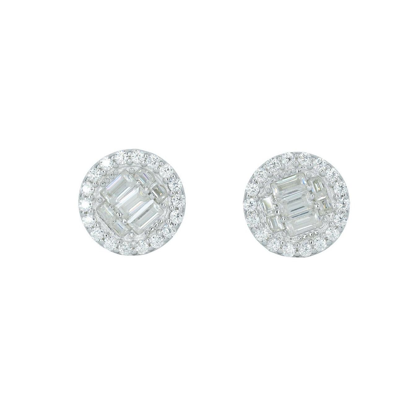 6679: Round And Baguette Diamond Earing