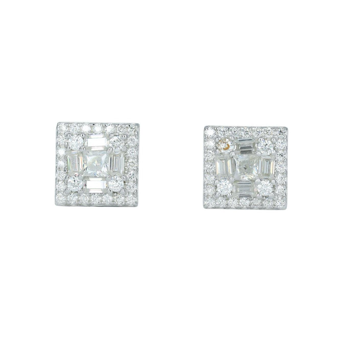 6976: Round And Baguette Diamond Earing