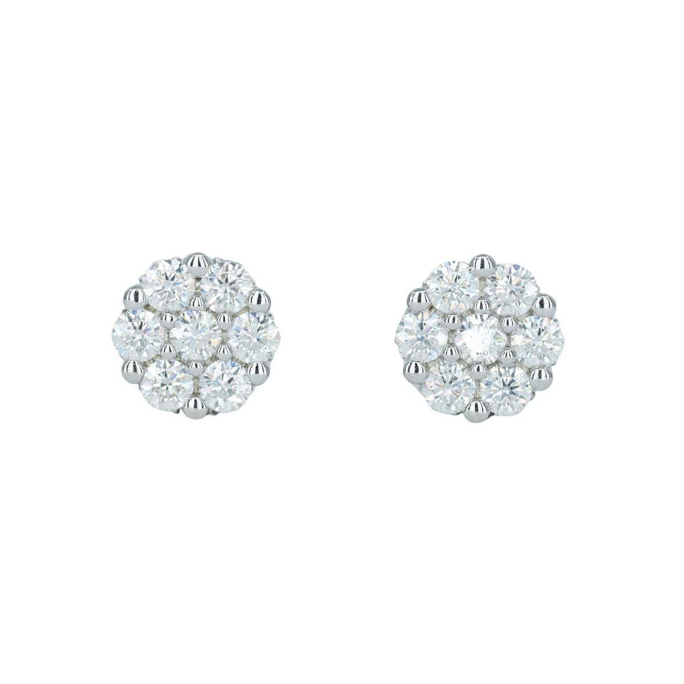 9032:White Small Full Buss Down VVS Moissanite diamond Flower Earring