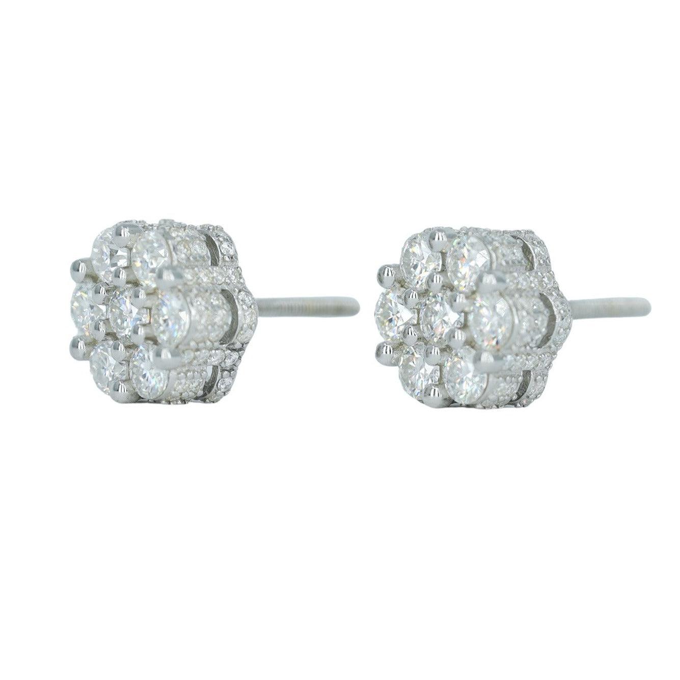 9033: Medium Full Buss Down  White Small Flower Earring