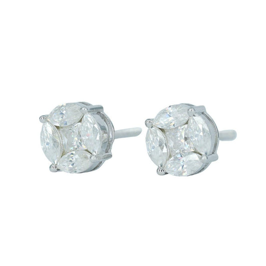 9123: Small white Oval And Square Diamond Earing