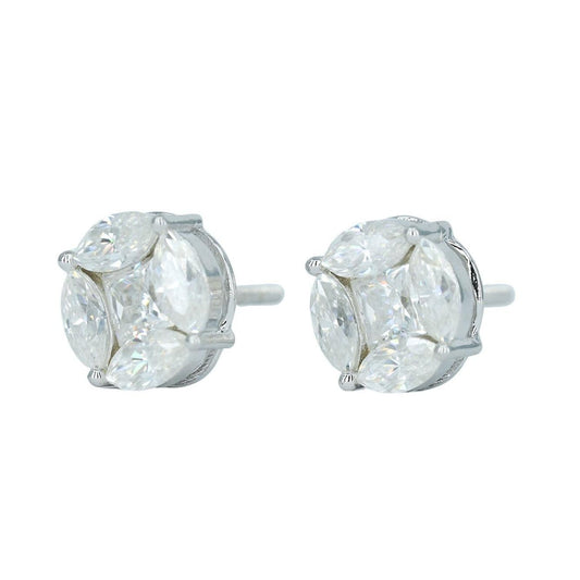 9124 :Medium White Oval And Square Diamond Earing