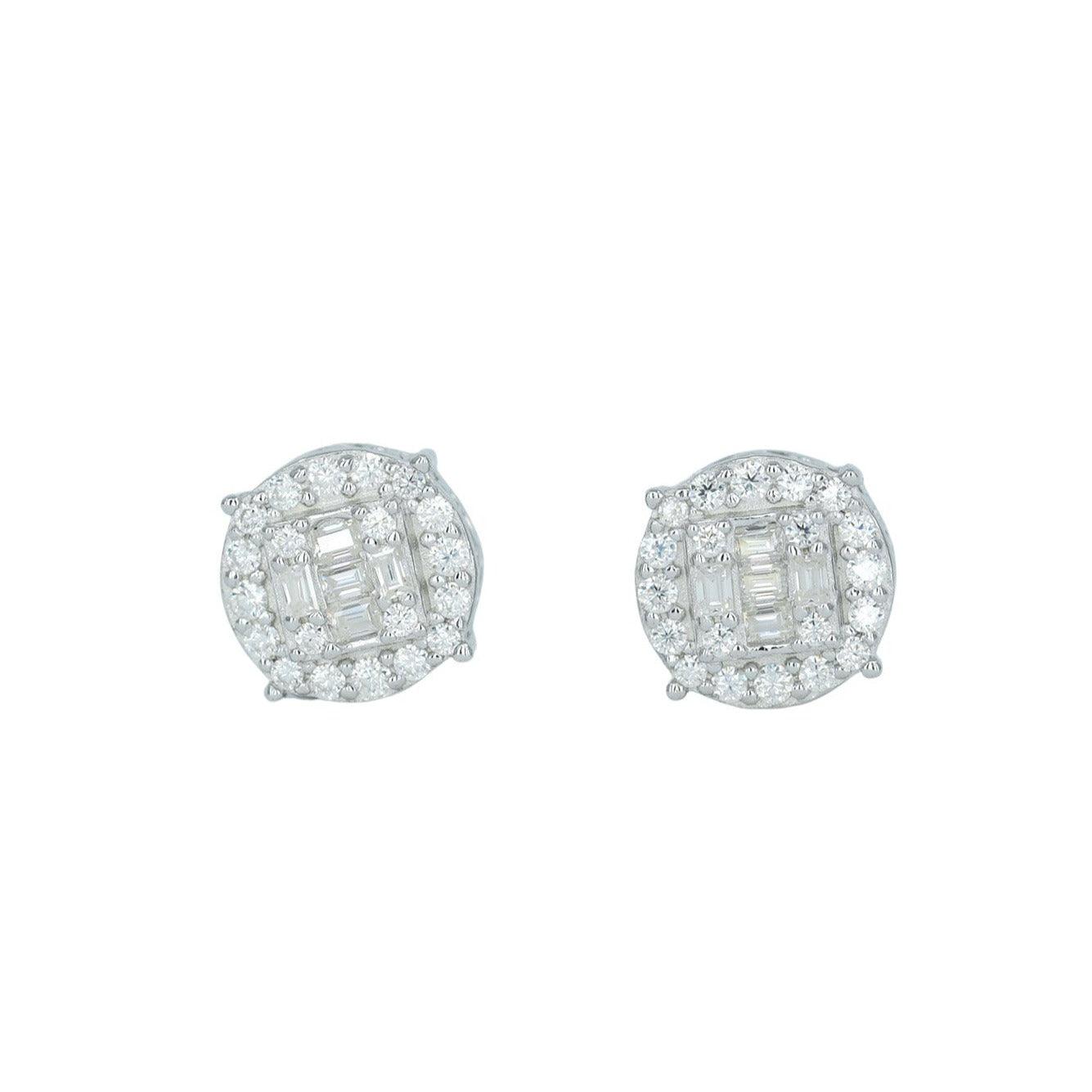 9593: Round And Baguette Diamond Earing