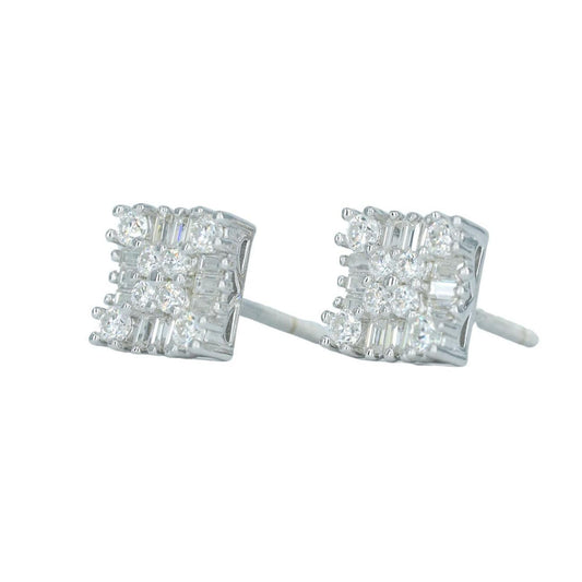 9841: Medium Round And Baguette Diamond Earing