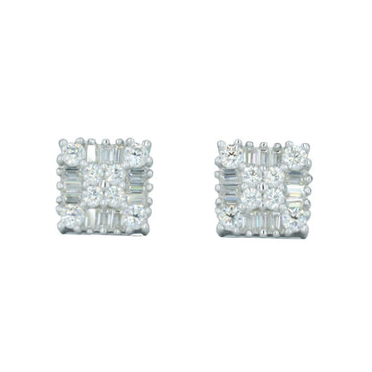 9841: Medium Round And Baguette Diamond Earing