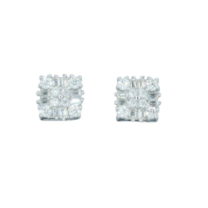 9842: Small Round And Baguette Diamond Earing