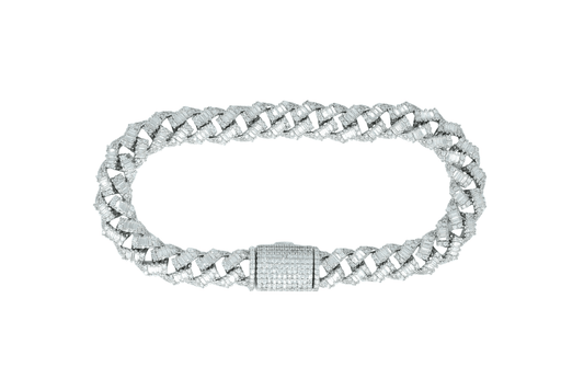 9mm Round And Baguette VVS Moissanite Diamond Cuban Bracelet