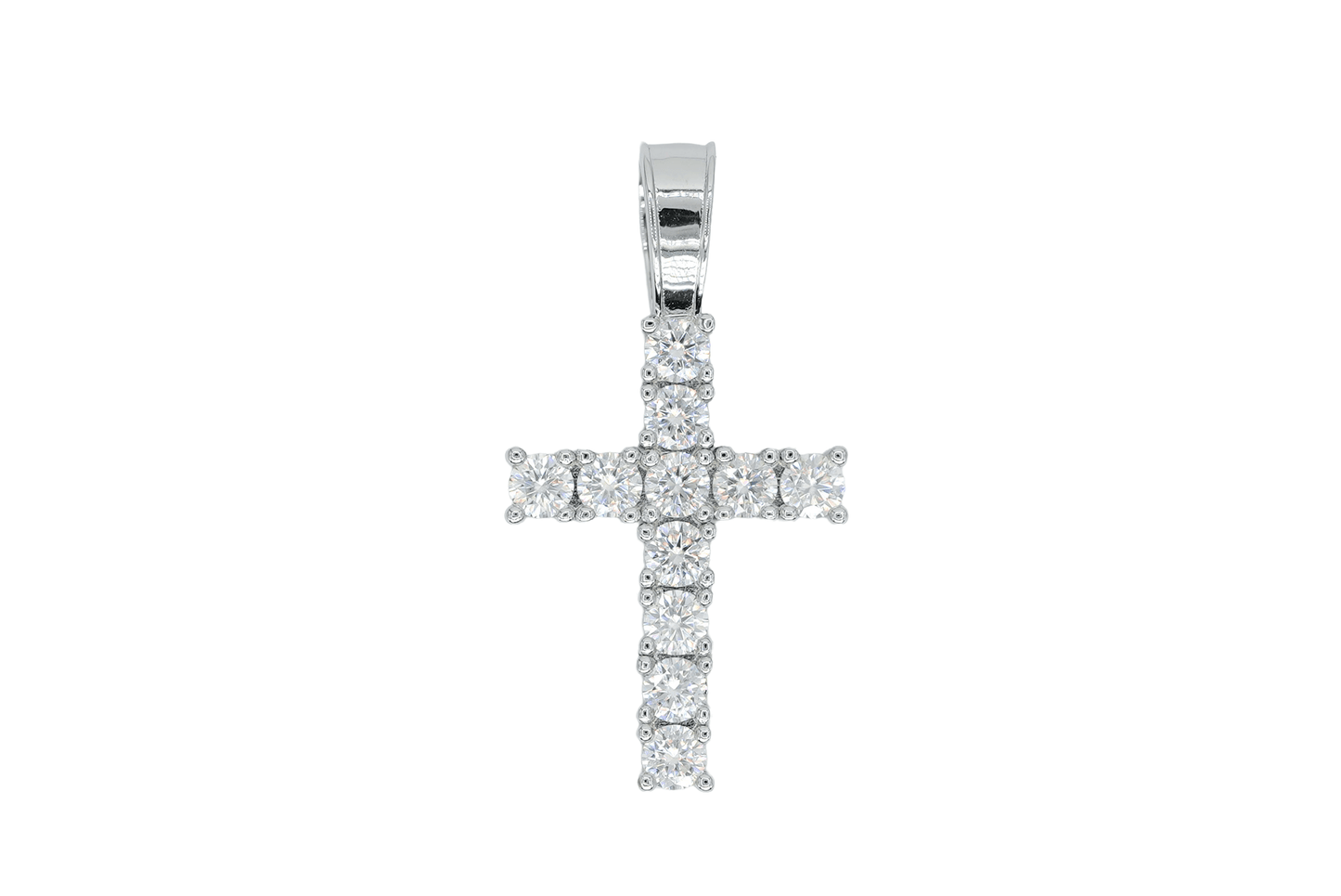 Round VVS Moissanite Diamond Cross Pendant