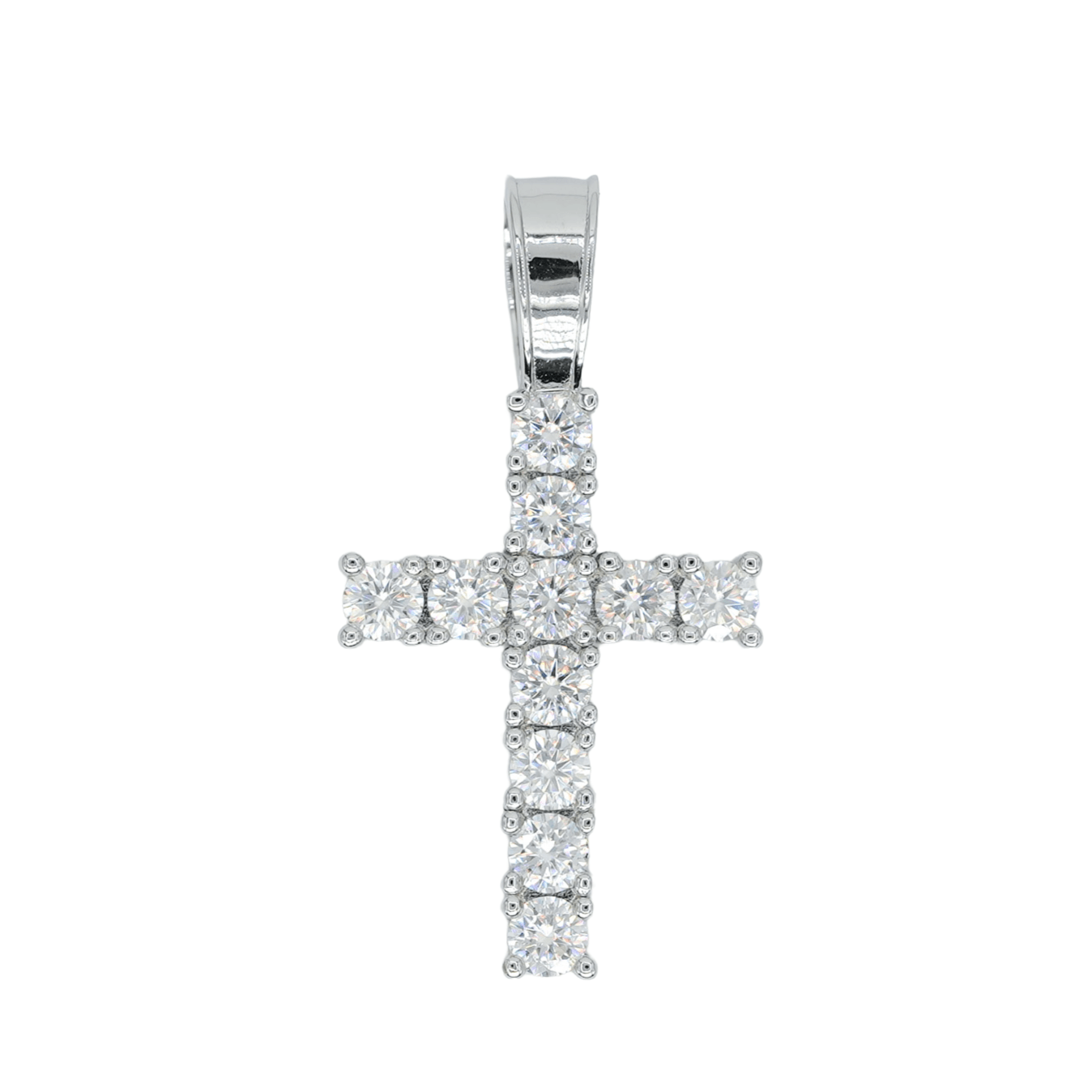 Round VVS Moissanite Diamond Cross Pendant