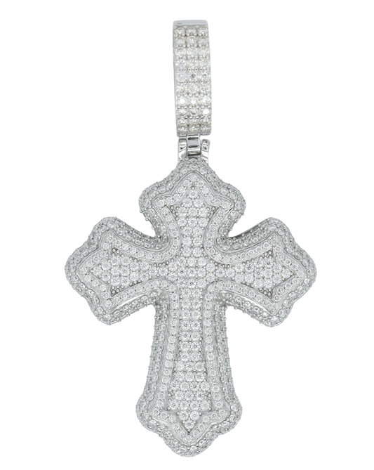 Round VVS Moissanite Diamond Cross Pendant