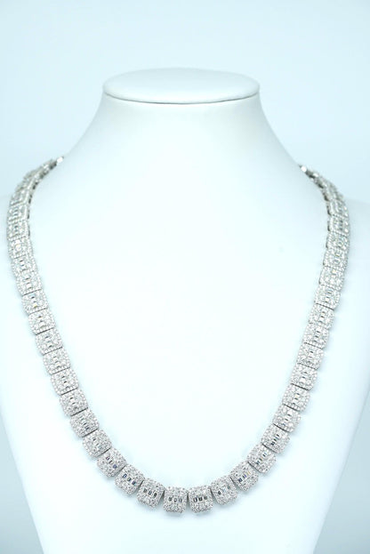 Round And Baguette VVS Moissanite Diamond Necklace