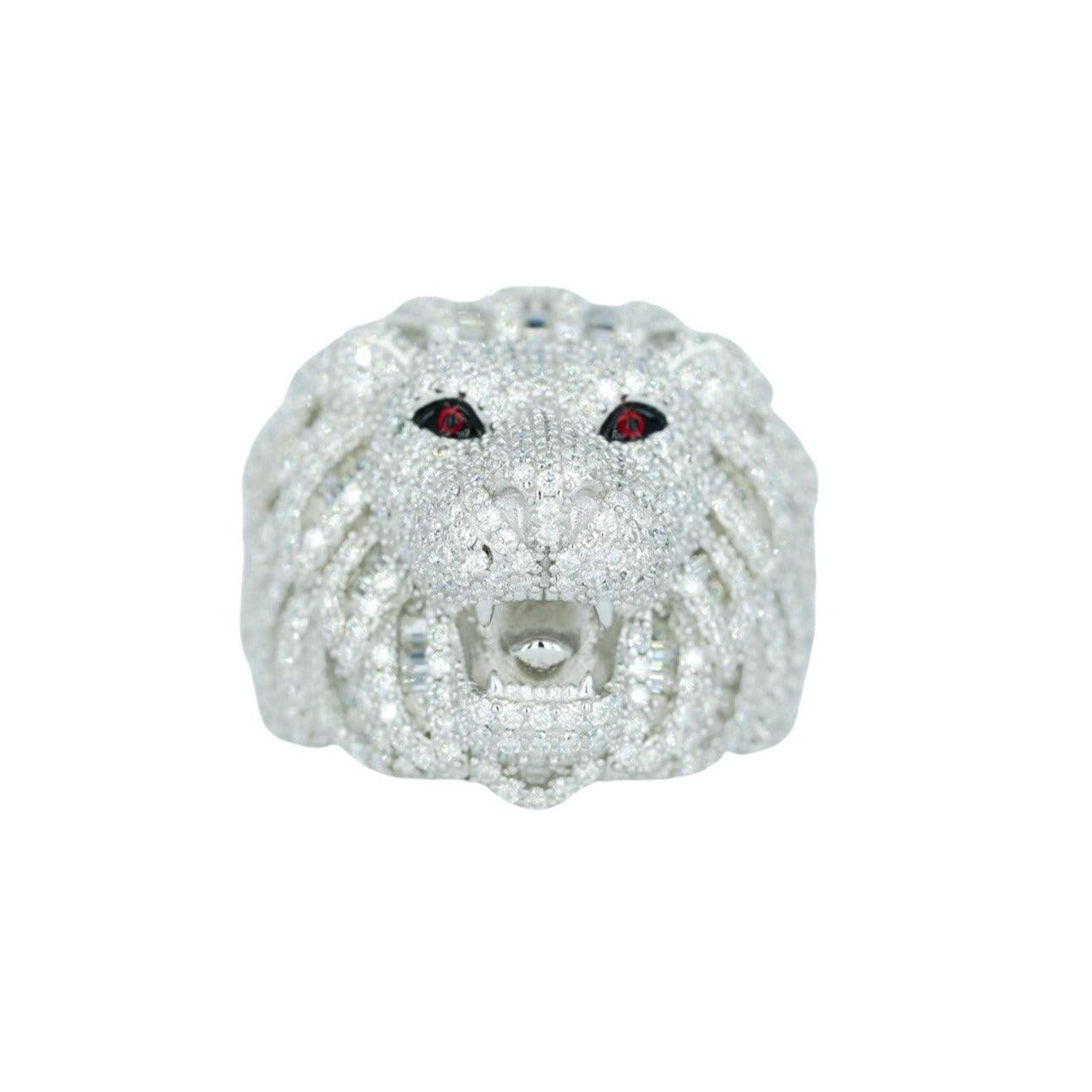 Lion baguette and Round VVS Moissanite Diamond Ring