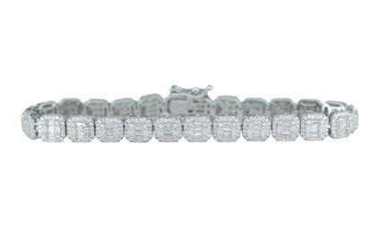 Round And Baguette VVS Moissanite Diamond Bracelet