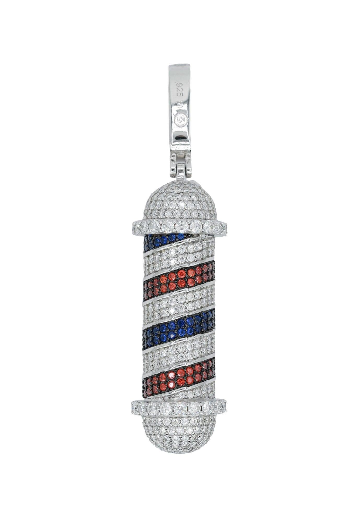 Round VVS Moissanite Diamond Barber Pole Pendant