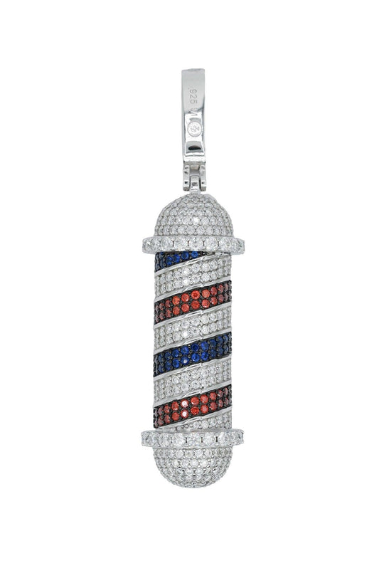 Round VVS Moissanite Diamond Barber Pole Pendant