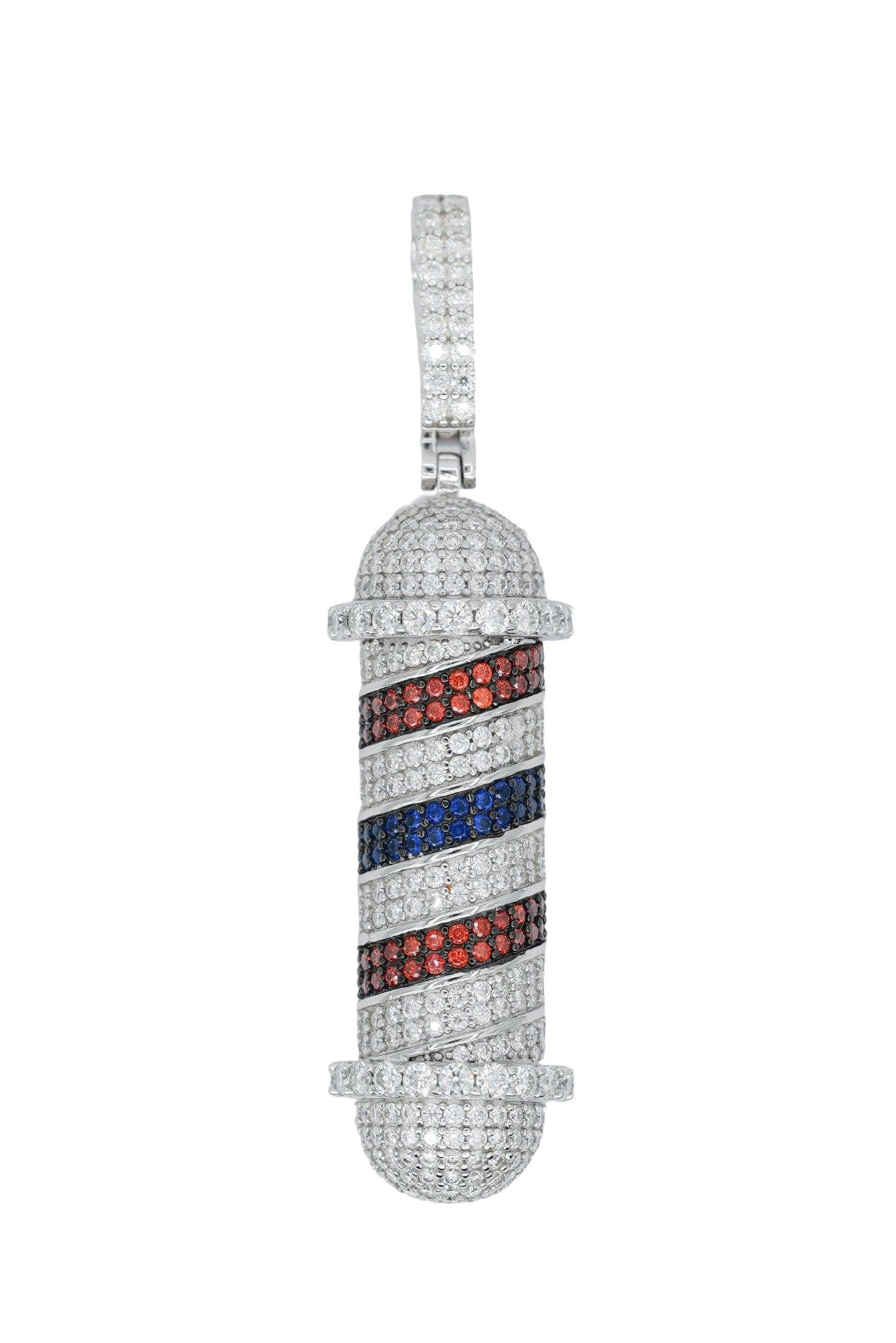 Round VVS Moissanite Diamond Barber Pole Pendant