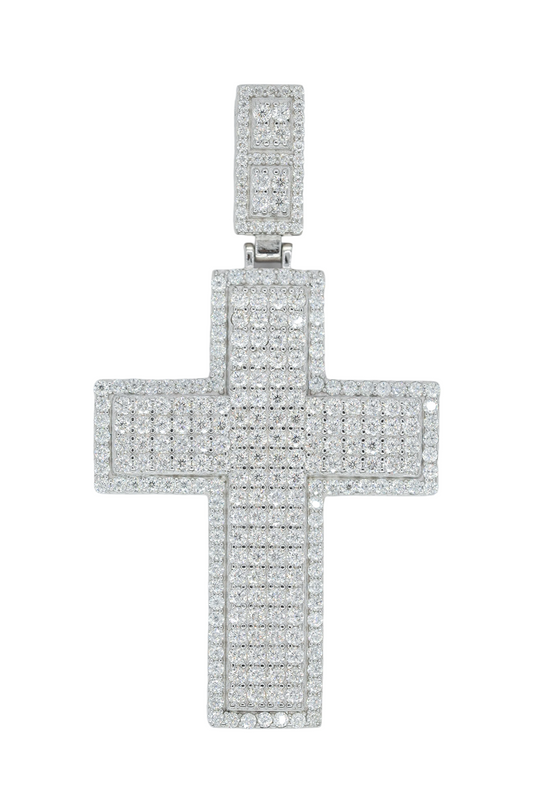 Round VVS Moissanite Diamond Cross Pendant