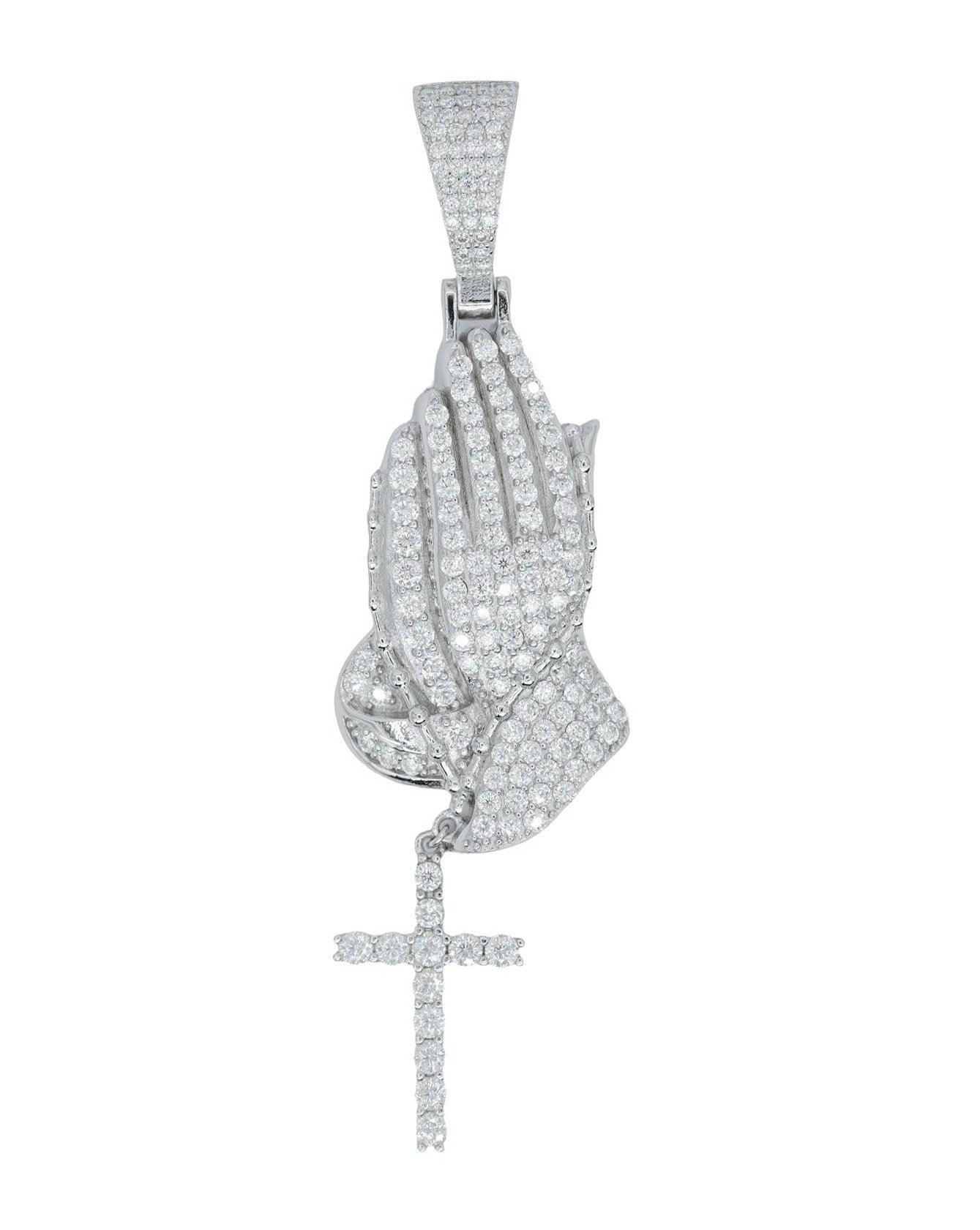 Round VVS Moissanite Diamond Praying Hands Pendant