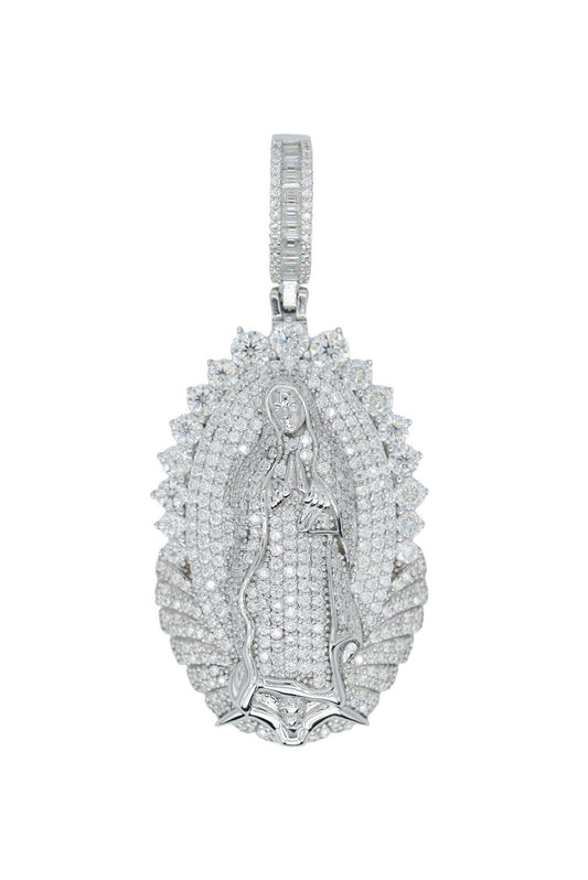 Round VVS Moissanite Diamond Virgin Mary Pendant