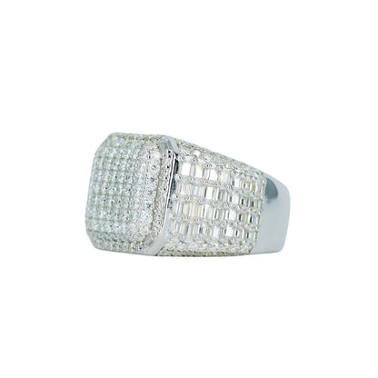 Square baguette and Round VVS Moissanite Diamond Ring