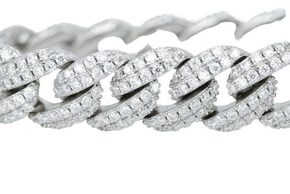 White 10mm Round VVS Moissanite Diamond Cuban Arc Style Bracelet