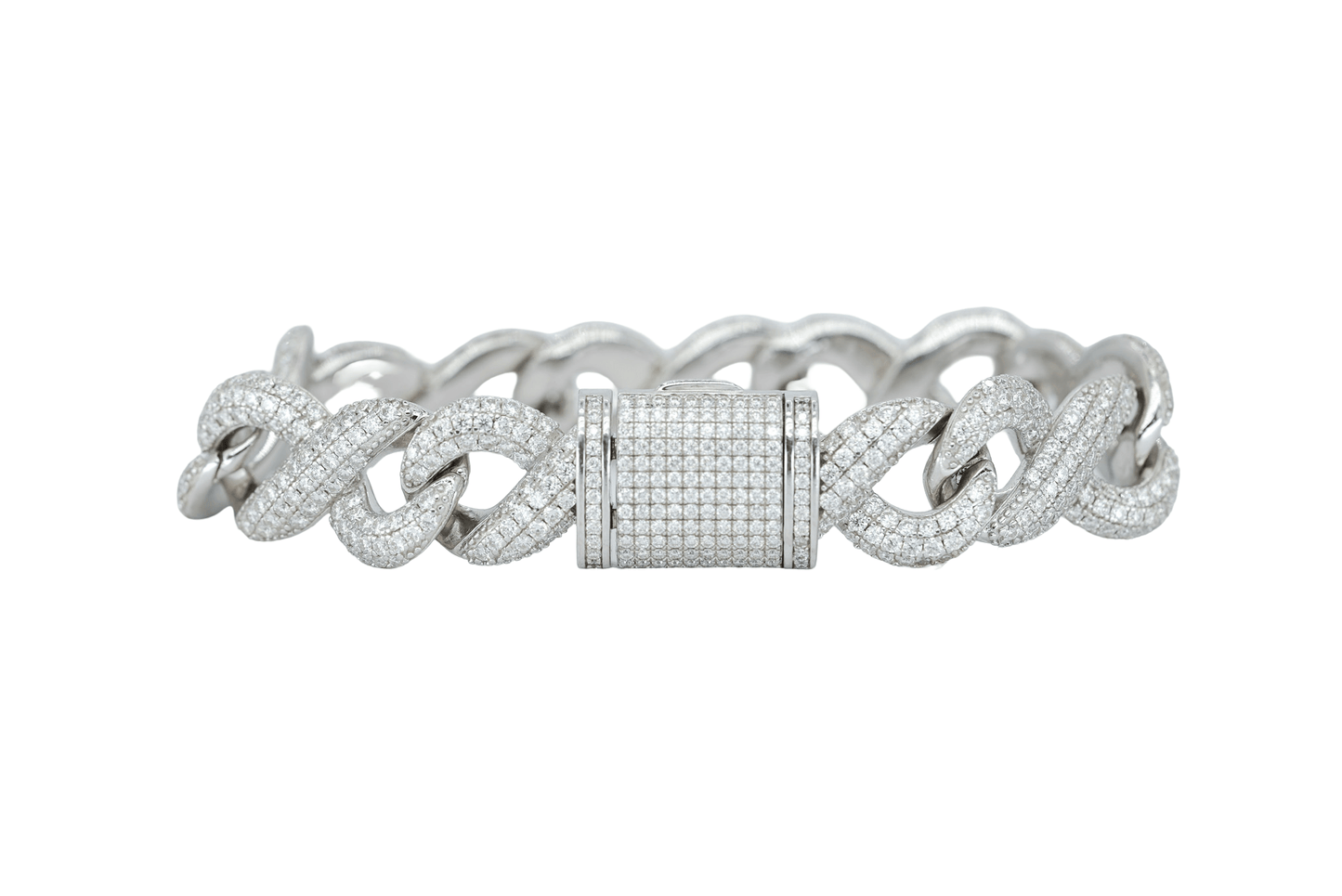 White 16mm Round VVS Moissanite Diamond Infinity Cuban Bracelet