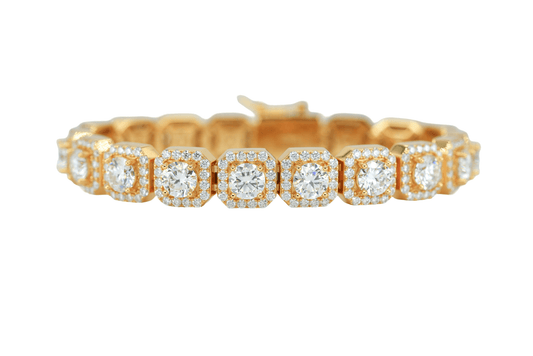 Yellow 10mm Round VVS Moissanite Diamond Square Bracelet