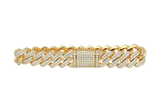 Yellow 12mm Round VVS Moissanite Diamond Cuban Bracelet